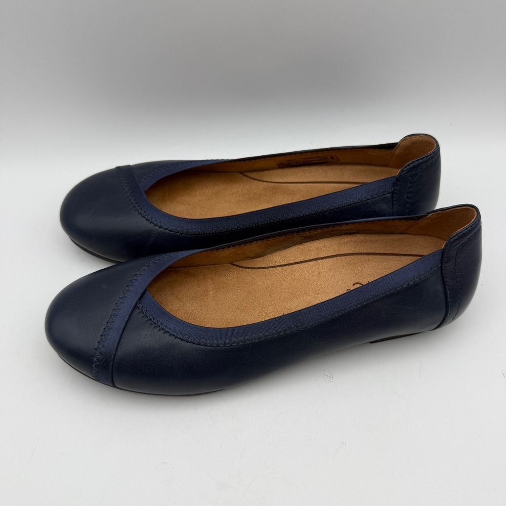 Vionic Caroll Ballet Flats Women Size 6 Navy Blue Leather Orthopedic Support